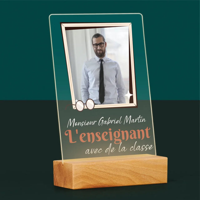 Photo Et Texte: L'Enseignant Avec De La Classe - Impression Sur Verre Acrylique