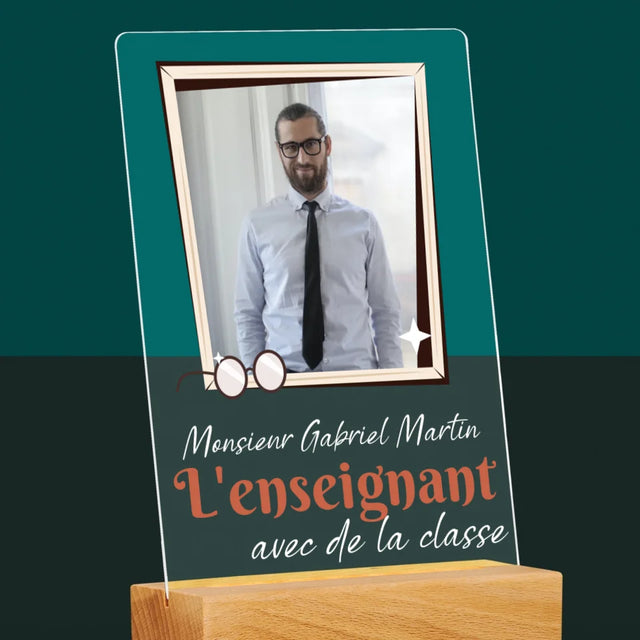 Photo Et Texte: L'Enseignant Avec De La Classe - Impression Sur Verre Acrylique
