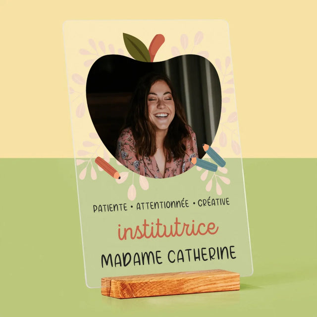 Photo Et Texte: Institutrice - Impression Sur Verre Acrylique