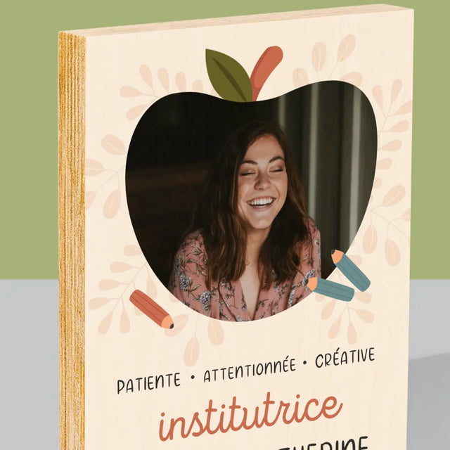 Photo Et Texte: Institutrice - Impression Sur Bois