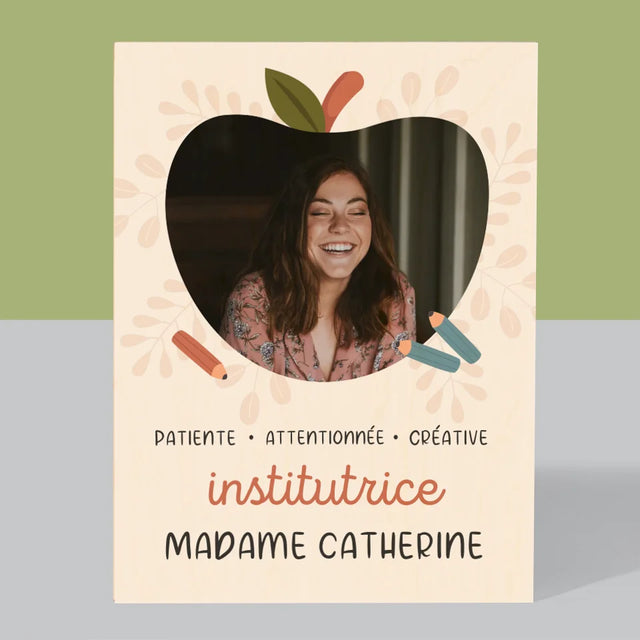 Photo Et Texte: Institutrice - Impression Sur Bois