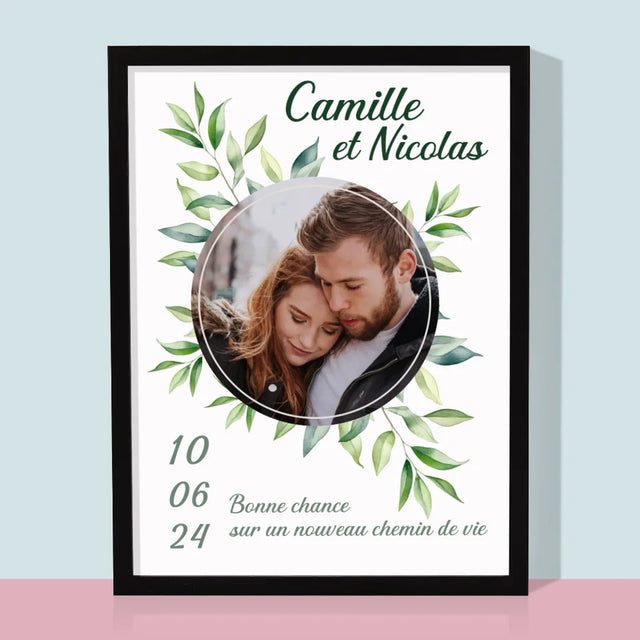 Photo Et Texte: Feuilles De Mariage - Impression Encadrée 30X40