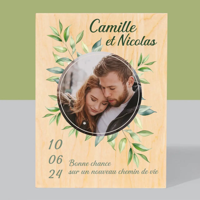 Photo Et Texte: Feuilles De Mariage - Impression Sur Bois