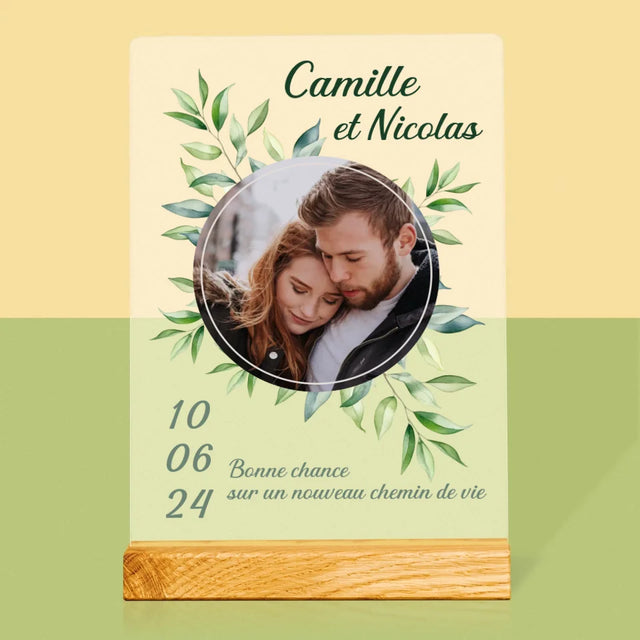 Photo Et Texte: Feuilles De Mariage - Impression Sur Verre Acrylique