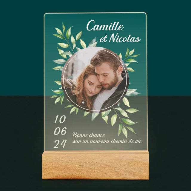 Photo Et Texte: Feuilles De Mariage - Impression Sur Verre Acrylique