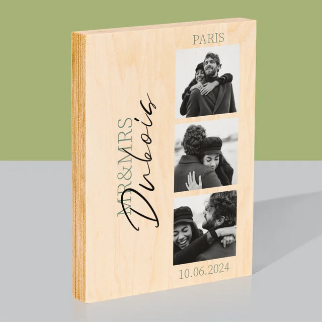 Collage Photo: Mr&Mrs Mariage - Impression Sur Bois