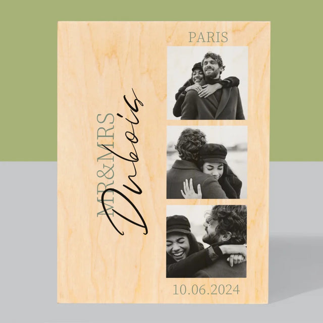 Collage Photo: Mr&Mrs Mariage - Impression Sur Bois