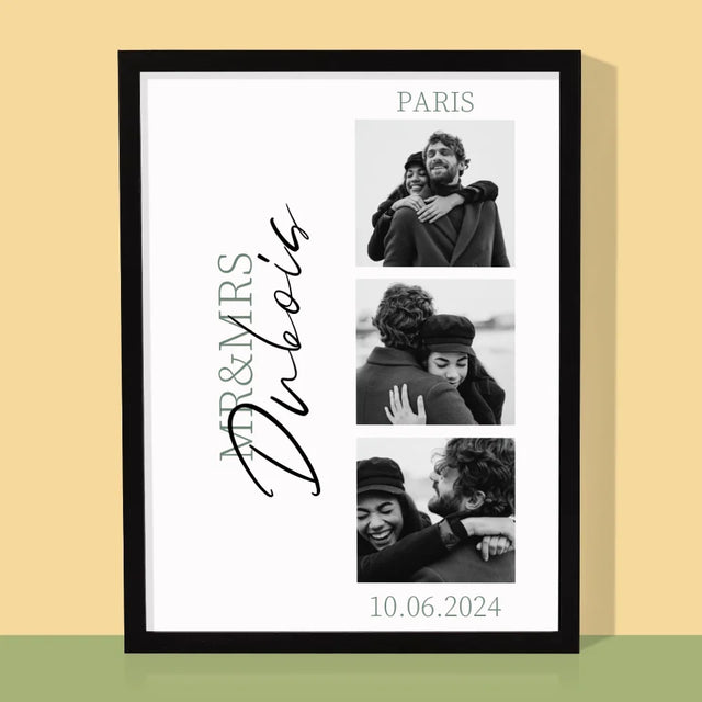 Collage Photo: Mr&Mrs Mariage - Impression Encadrée 30X40