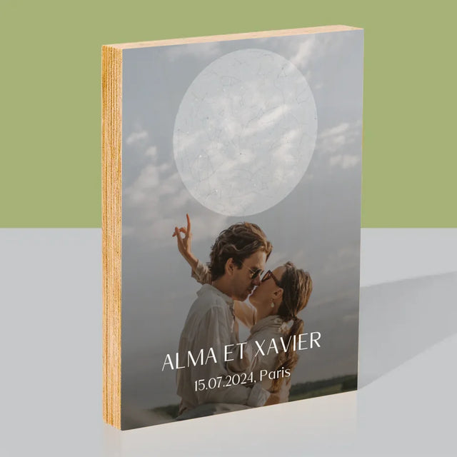 Carte Des Étoiles: Le Mariage - Impression Sur Bois