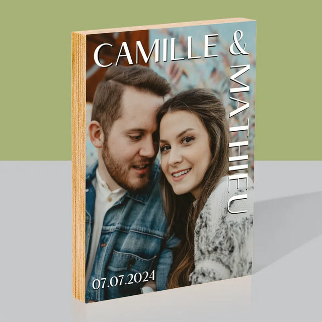 Photo Et Texte: Noms De Mariag - Impression Sur Bois