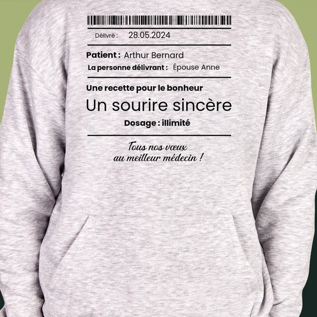 Prénom Et Texte: Une Recette Pour Le Bonheur - Sweat À Capuche Pour Hommes