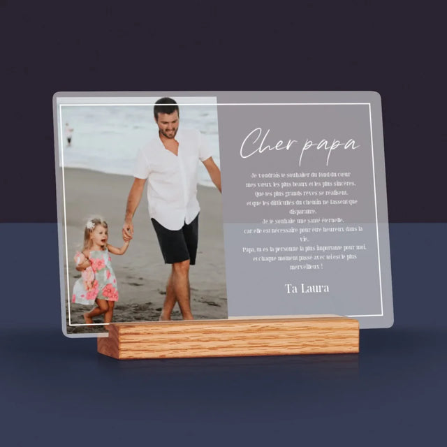 Photo Et Texte: Cher Papa - Impression Sur Verre Acrylique