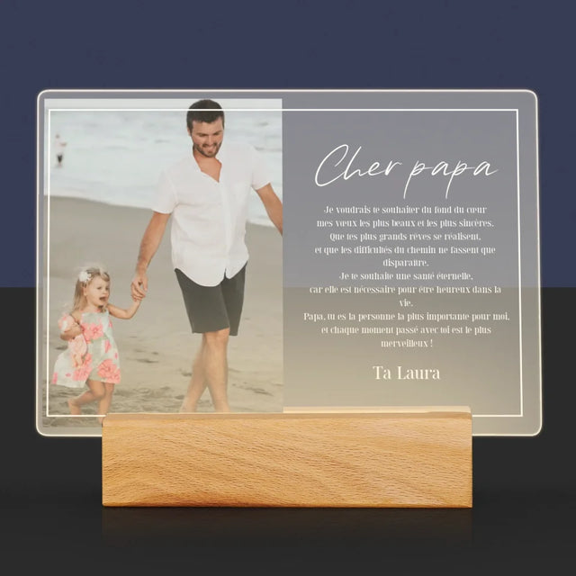 Photo Et Texte: Cher Papa - Impression Sur Verre Acrylique