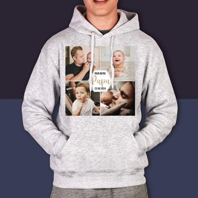 Collage Photo: Pour Notre Papa - Sweat À Capuche Pour Hommes