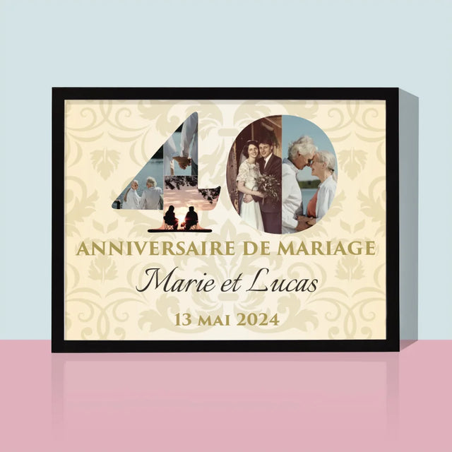 Collage Photo De Lettre: 40E Anniversaire De Mariage - Impression Encadrée 30X40