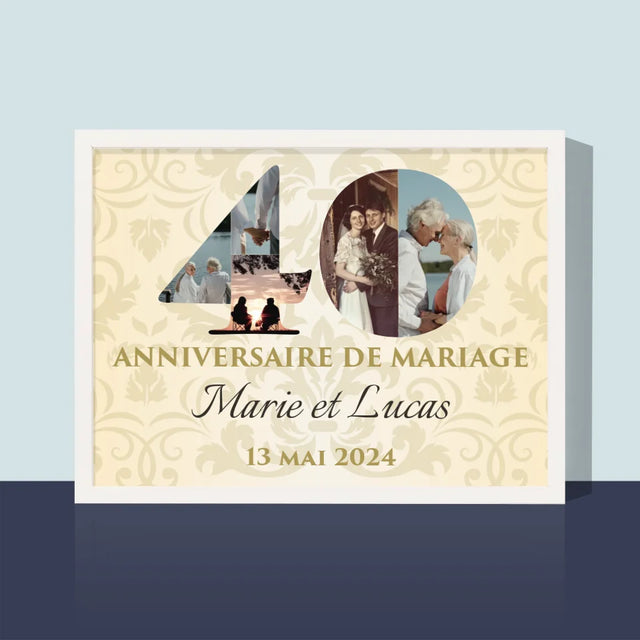 Collage Photo De Lettre: 40E Anniversaire De Mariage - Impression Encadrée 30X40