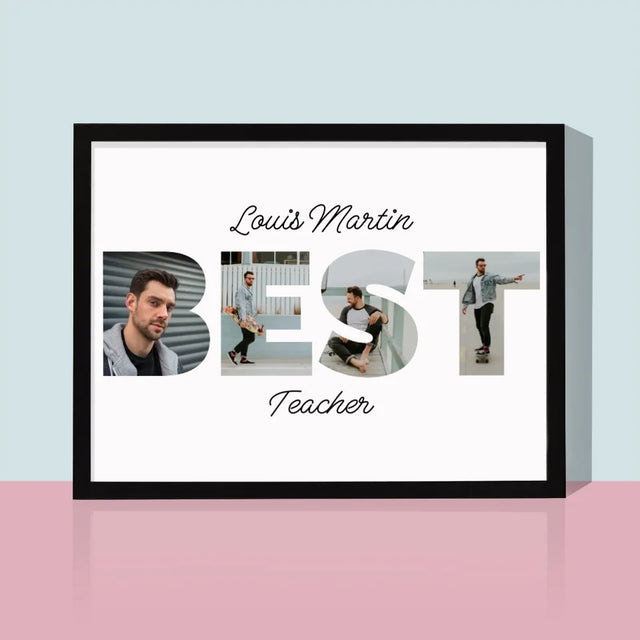 Collage Photo De Lettre: Best Teacher - Impression Encadrée 30X40