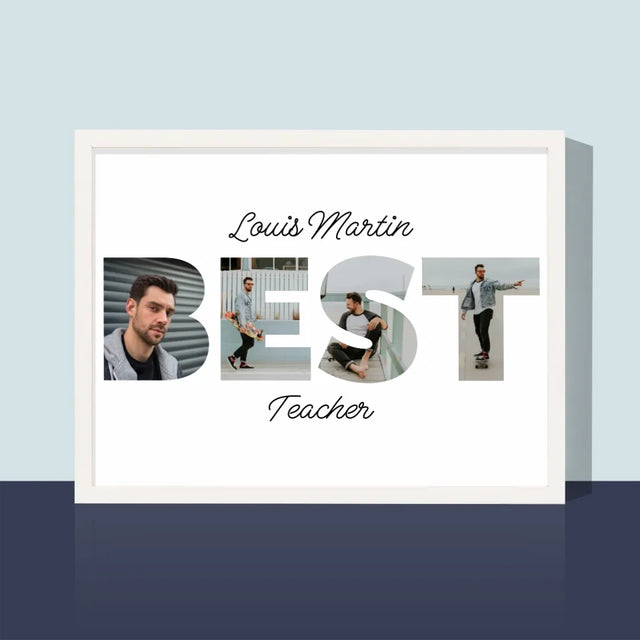 Collage Photo De Lettre: Best Teacher - Impression Encadrée 30X40