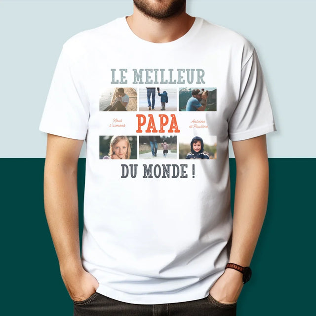 Le Collage Photo: Le Meilleur Papa Du Monde Photos - T-Shirt Pour Hommes