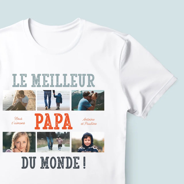 Le Collage Photo: Le Meilleur Papa Du Monde Photos - T-Shirt Pour Hommes