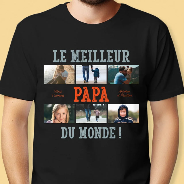 Le Collage Photo: Le Meilleur Papa Du Monde Photos - T-Shirt Pour Hommes