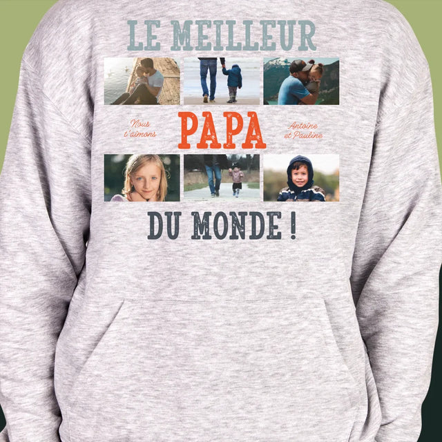 Le Collage Photo: Le Meilleur Papa Du Monde Photos - Sweat À Capuche Pour Hommes