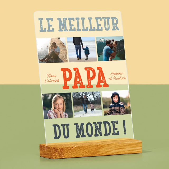 Collage Photo: Le Meilleur Papa Du Monde Photos - Impression Sur Verre Acrylique