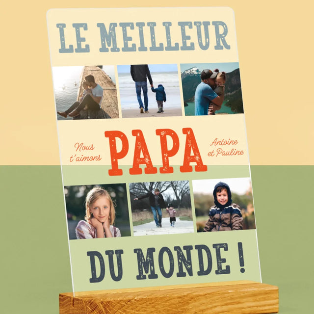 Collage Photo: Le Meilleur Papa Du Monde Photos - Impression Sur Verre Acrylique