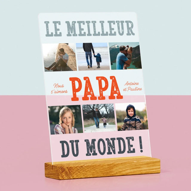 Collage Photo: Le Meilleur Papa Du Monde Photos - Impression Sur Verre Acrylique