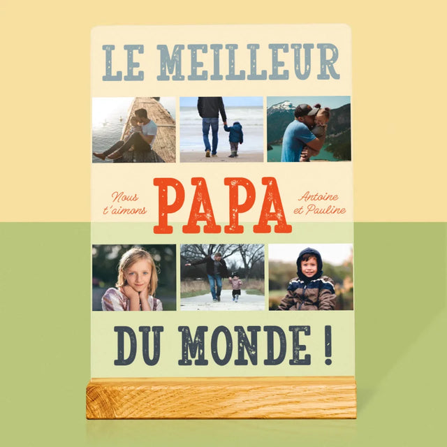 Collage Photo: Le Meilleur Papa Du Monde Photos - Impression Sur Verre Acrylique