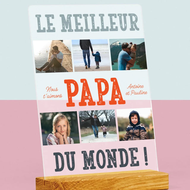 Collage Photo: Le Meilleur Papa Du Monde Photos - Impression Sur Verre Acrylique