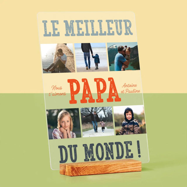 Collage Photo: Le Meilleur Papa Du Monde Photos - Impression Sur Verre Acrylique