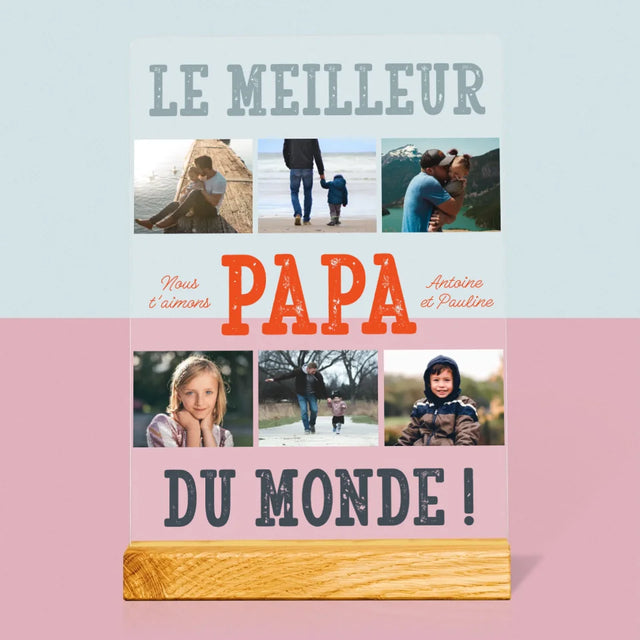 Collage Photo: Le Meilleur Papa Du Monde Photos - Impression Sur Verre Acrylique