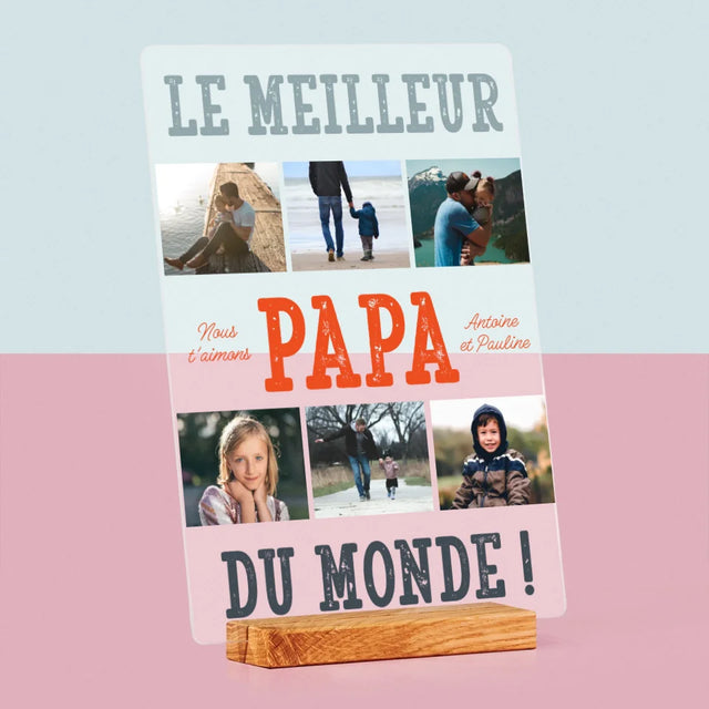 Collage Photo: Le Meilleur Papa Du Monde Photos - Impression Sur Verre Acrylique