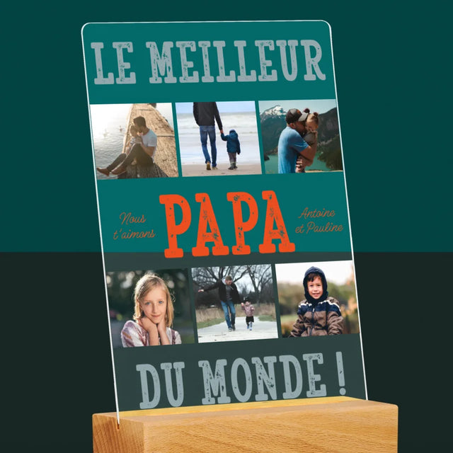 Collage Photo: Le Meilleur Papa Du Monde Photos - Impression Sur Verre Acrylique