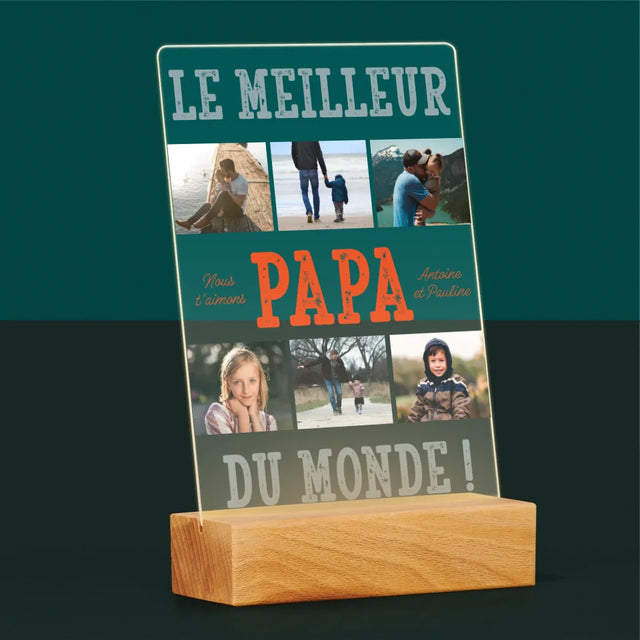 Collage Photo: Le Meilleur Papa Du Monde Photos - Impression Sur Verre Acrylique