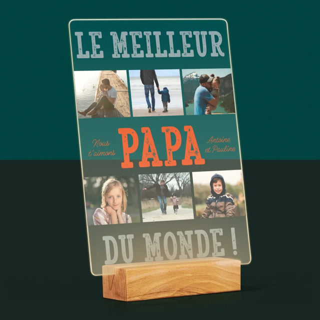 Collage Photo: Le Meilleur Papa Du Monde Photos - Impression Sur Verre Acrylique