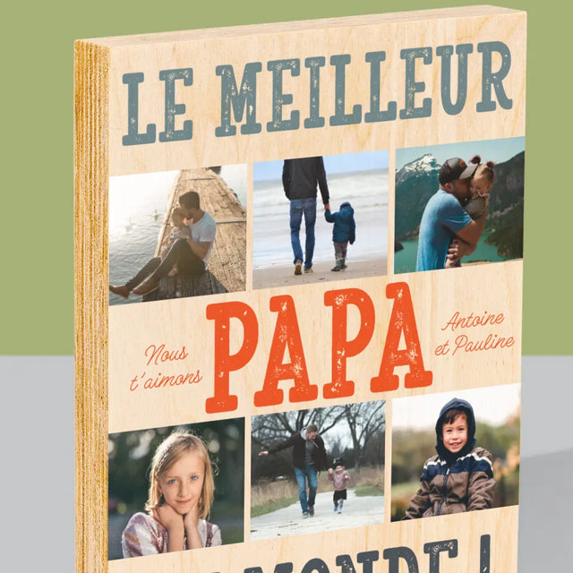 Collage Photo: Le Meilleur Papa Du Monde Photos - Impression Sur Bois