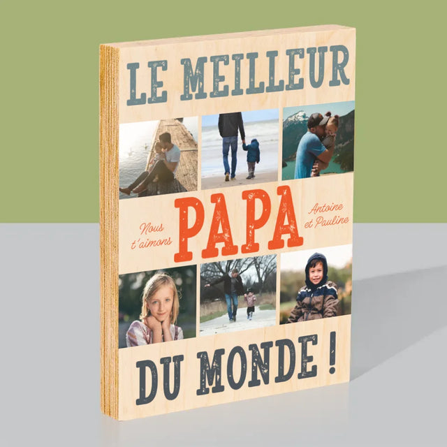 Collage Photo: Le Meilleur Papa Du Monde Photos - Impression Sur Bois