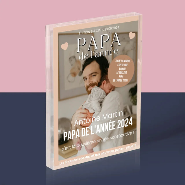 Couverture De Magazine: Papa De L'Année - Bloc Acrylique