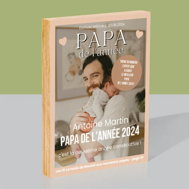 Couverture De Magazine: Papa De L'Année - Impression Sur Bois