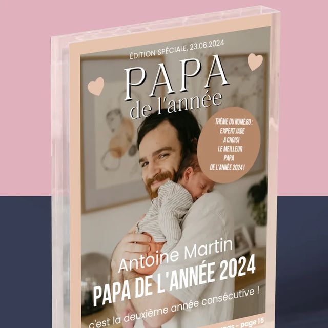 Couverture De Magazine: Papa De L'Année - Bloc Acrylique