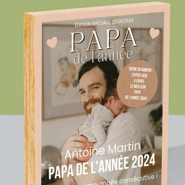 Couverture De Magazine: Papa De L'Année - Impression Sur Bois