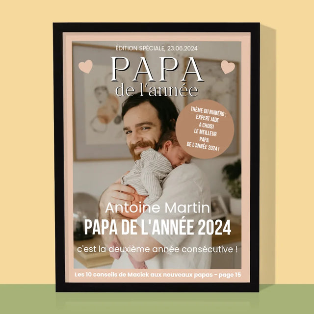 Couverture De Magazine: Papa De L'Année - Impression Encadrée 30X40