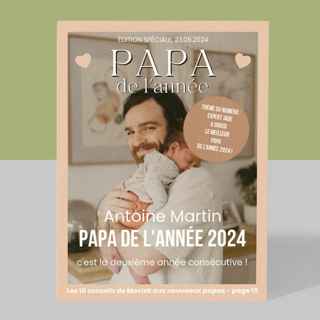 Couverture De Magazine: Papa De L'Année - Impression Sur Bois