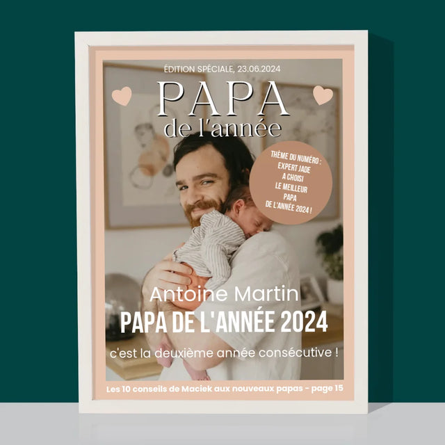 Couverture De Magazine: Papa De L'Année - Impression Encadrée 30X40