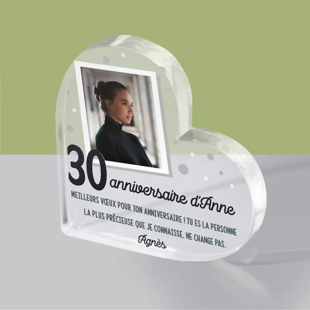 Photo Et Texte: Souhaits D'Anniversaire - Bloc Acrylique Cœur