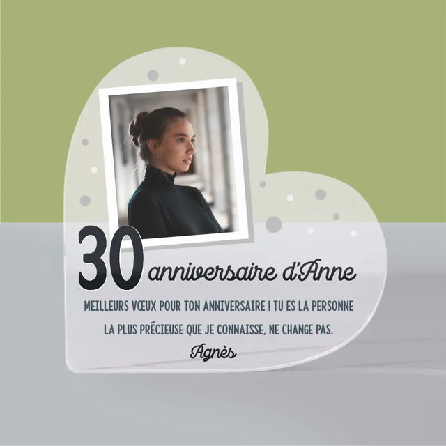 Photo Et Texte: Souhaits D'Anniversaire - Bloc Acrylique Cœur