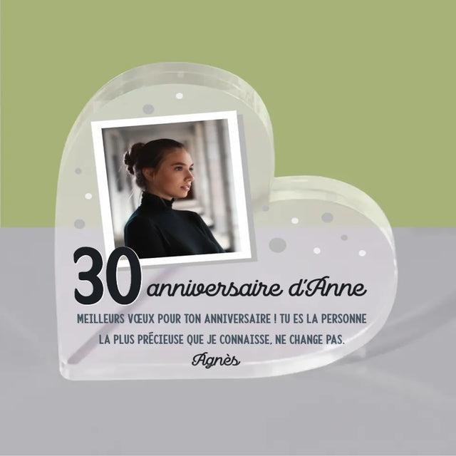 Photo Et Texte: Souhaits D'Anniversaire - Bloc Acrylique Cœur