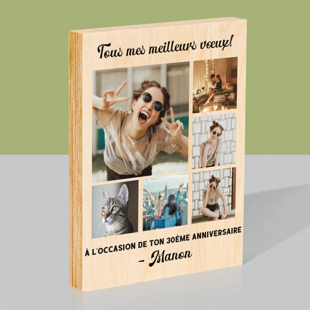 Le Collage Photo: Collage De Photos D'Anniversaire - Impression Sur Bois
